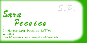 sara pecsics business card